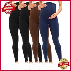 Maternity Leggings 4-Pack Yoga Pants Pregnancy Stretchy High Waist